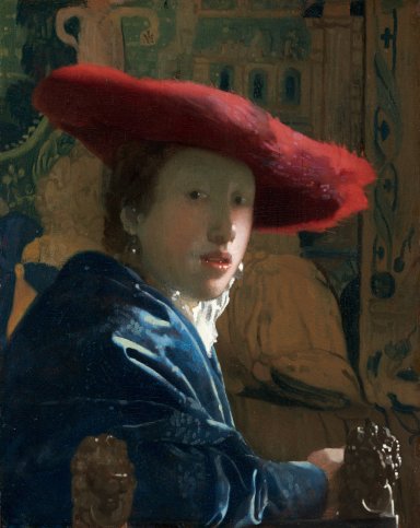 Johannes Vermeer (Dutch, 1632 - 1675 ), Girl with the Red Hat, c. 1665/1666, oil on panel, Andrew W. Mellon Collection